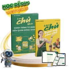 Bộ sách Làm chủ quán gồm ebook trên máy tính bảng và cuốn sách in màu