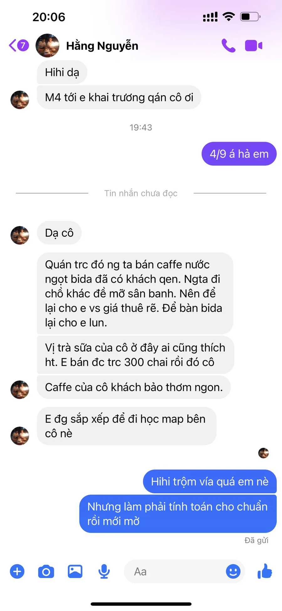 Ảnh chụp bài đăng học viên chia sẻ kết quả sau khi mở quán